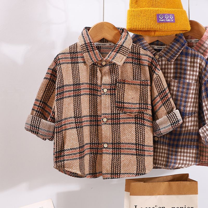 Spring And Autumn Children's Clothing Children's Casual Plaid Shirt