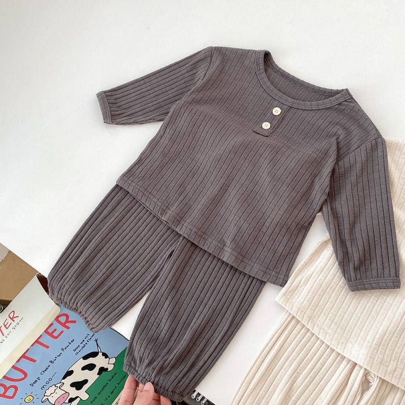 Children Spring And Autumn Cotton Base Pajamas Suit