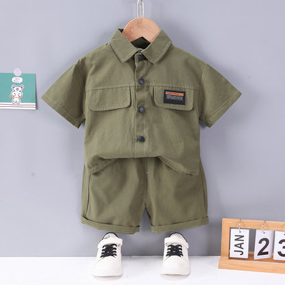 Boys' Short-sleeved Shorts Overall Suit