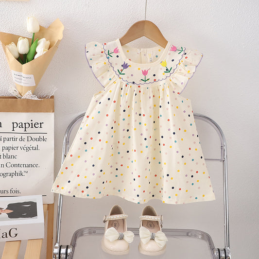 Colorful Polka Dot Sleeveless Western Style Baby Princess Dress