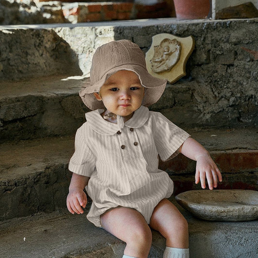 Girls' Short Sleeved Blouse Collar Jumpsuit