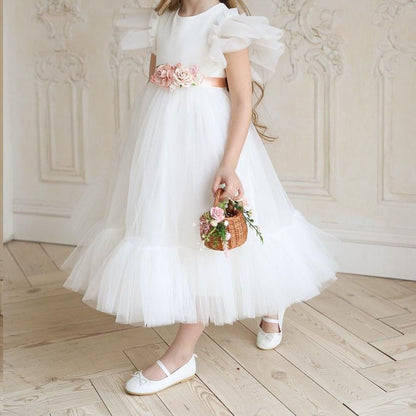 Girls' Birthday Princess Dress With Fluffy Yarn