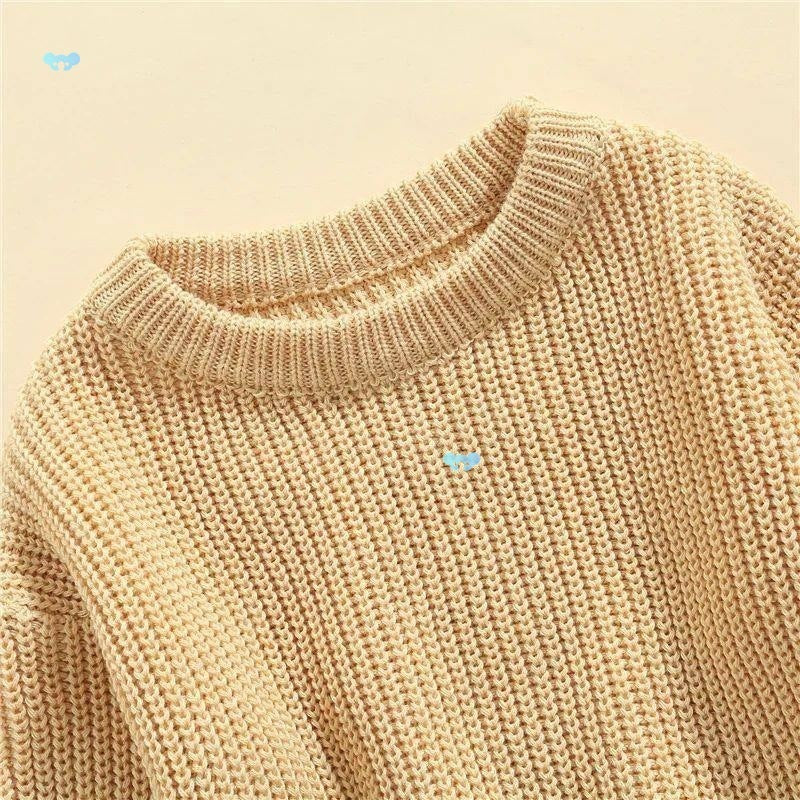 Girls' Solid Color Crew Neck Casual Sweater