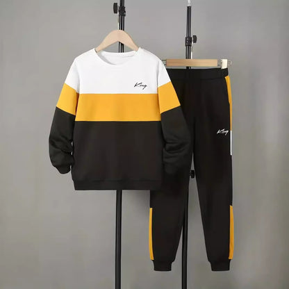 Design Sense Multicolor Hoodie Pants Two-piece Set