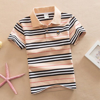Camiseta polo de manga corta estilo universitario para niño