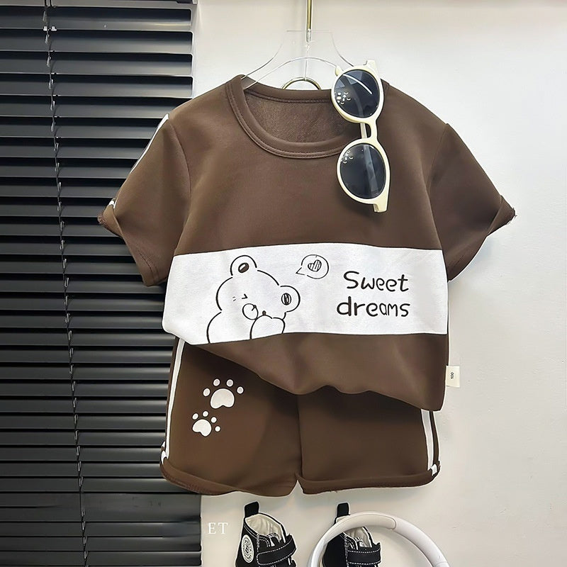 Children's Short Sleeve Striped Suit Girls Boys