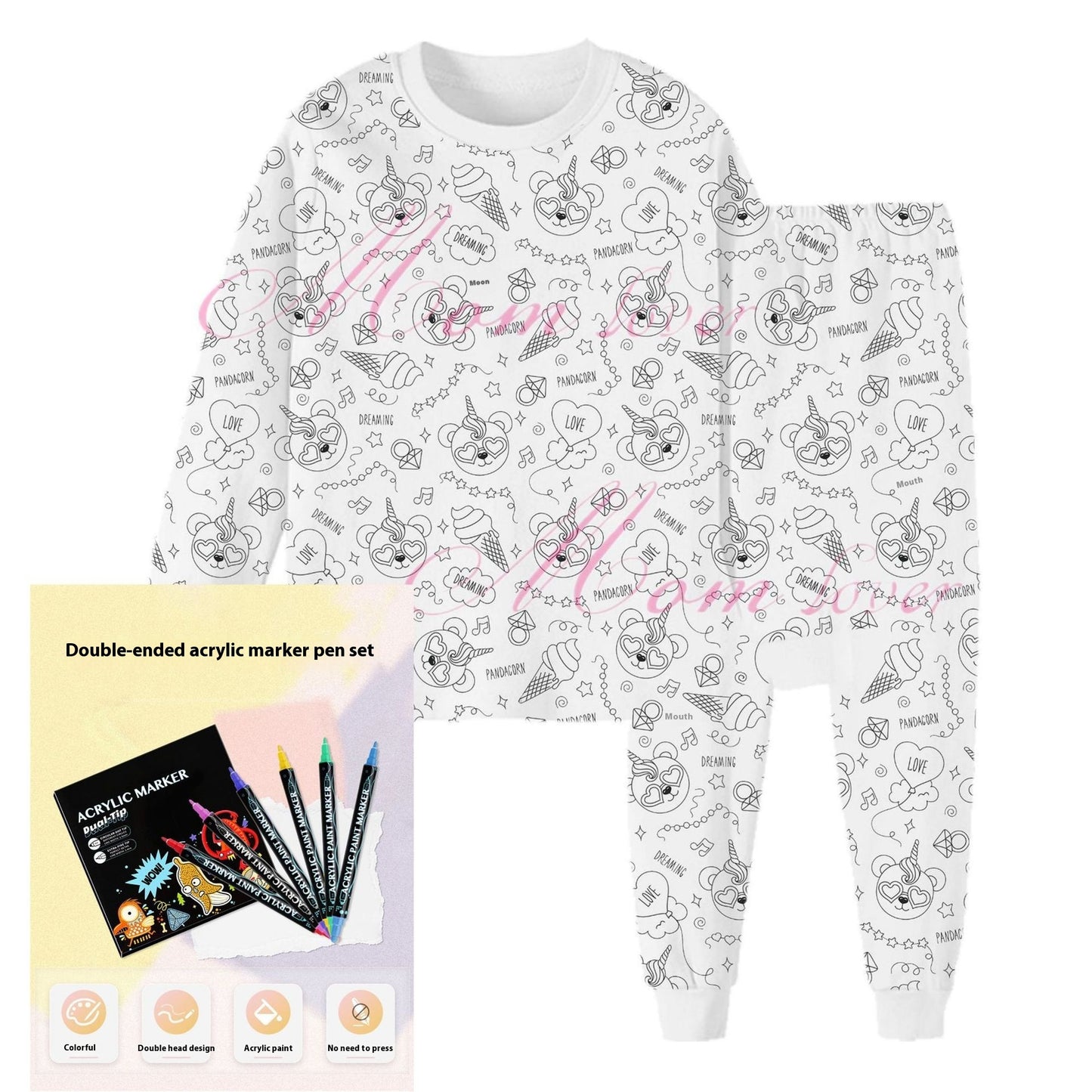 Children's DIY Hand-painted Graffiti Pajamas Suit