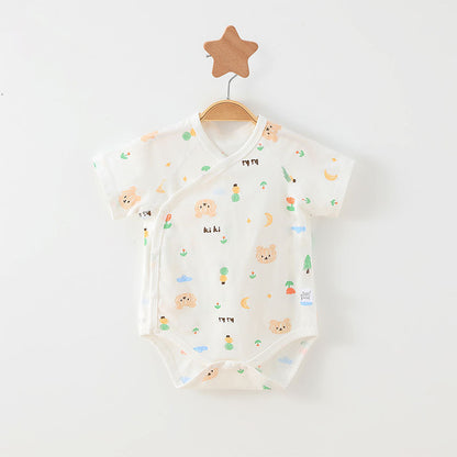 Simple Cartoon Print Summer Baby Rompers Girls Clothing