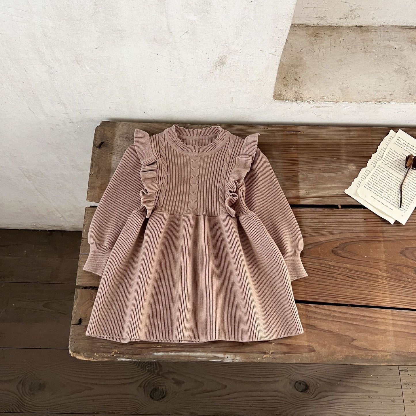 Vestido térmico de otoño e invierno tejido en algodón y lana