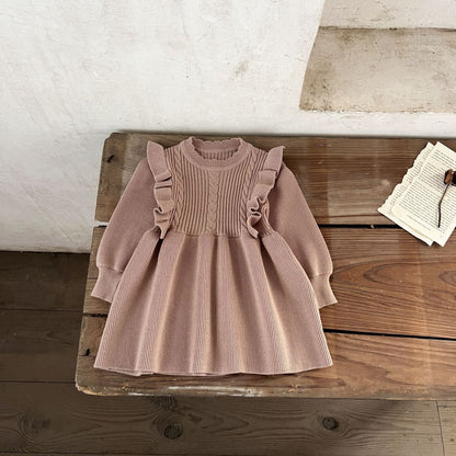 Vestido térmico de otoño e invierno tejido en algodón y lana