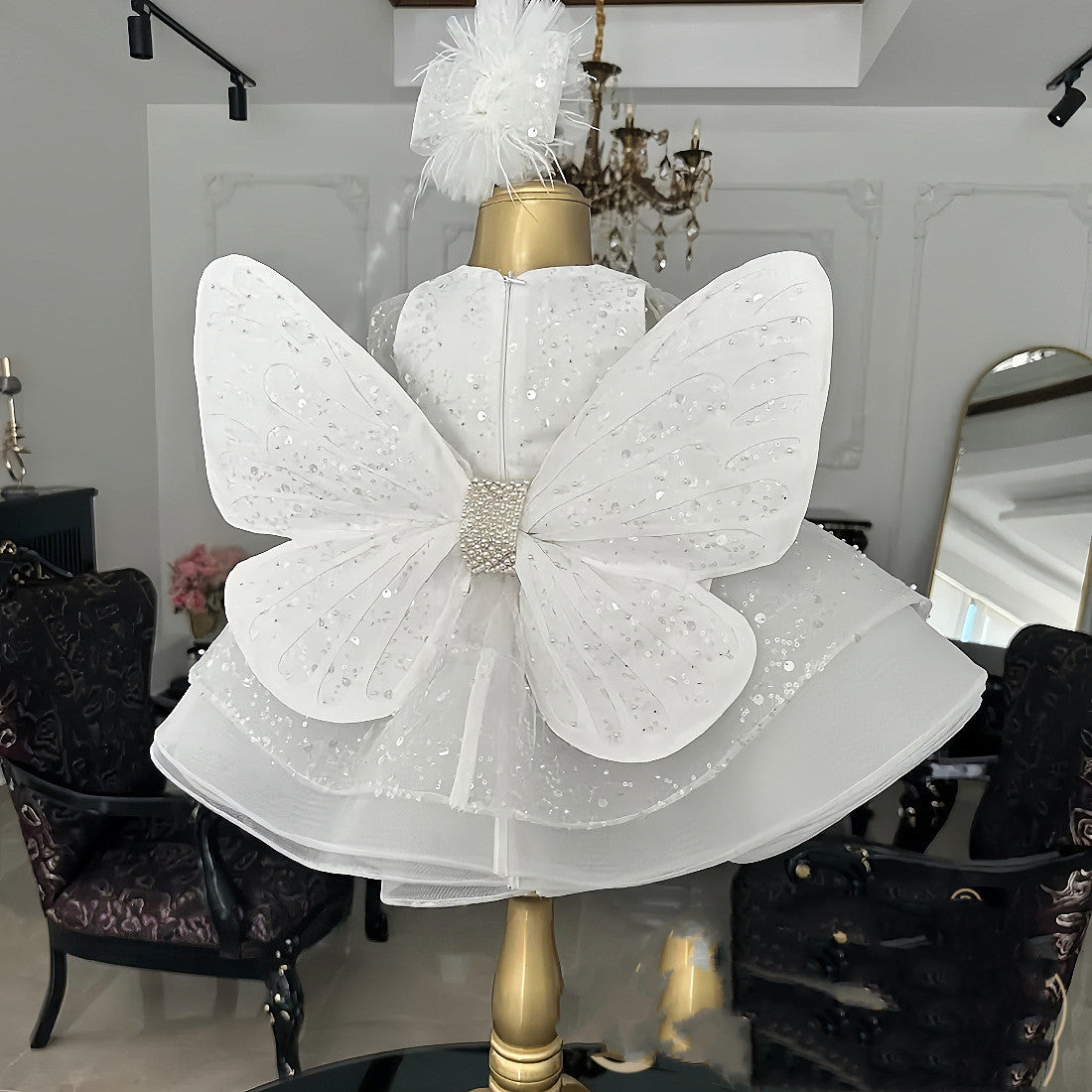 Vestido de princesa para niña de 61 años, estilo occidental, blanco