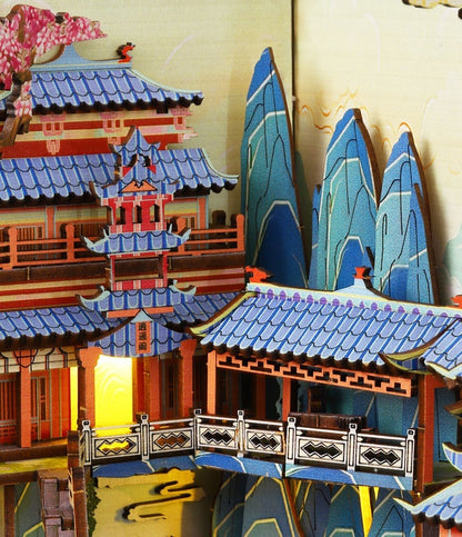 Penglai Fairyland Cottage Three-dimensional Book Stand Handmade Model