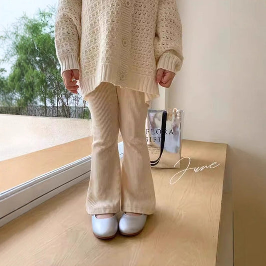 Legging uni polyvalent, décontracté et élégant pour petites filles