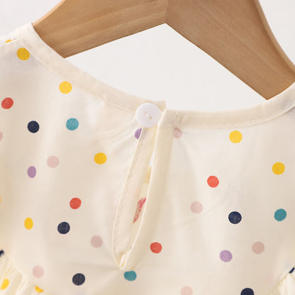 Colorful Polka Dot Sleeveless Western Style Baby Princess Dress