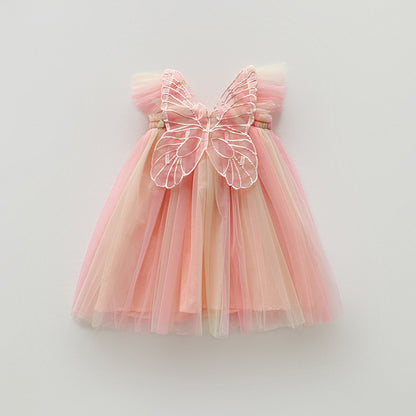 Rainbow Wings Mesh Girl Dress