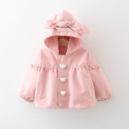 Gabardina con capucha Love de longitud media para niños