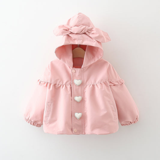 Trench-coat à capuche mi-long pour enfants