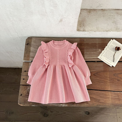 Vestido térmico de otoño e invierno tejido en algodón y lana