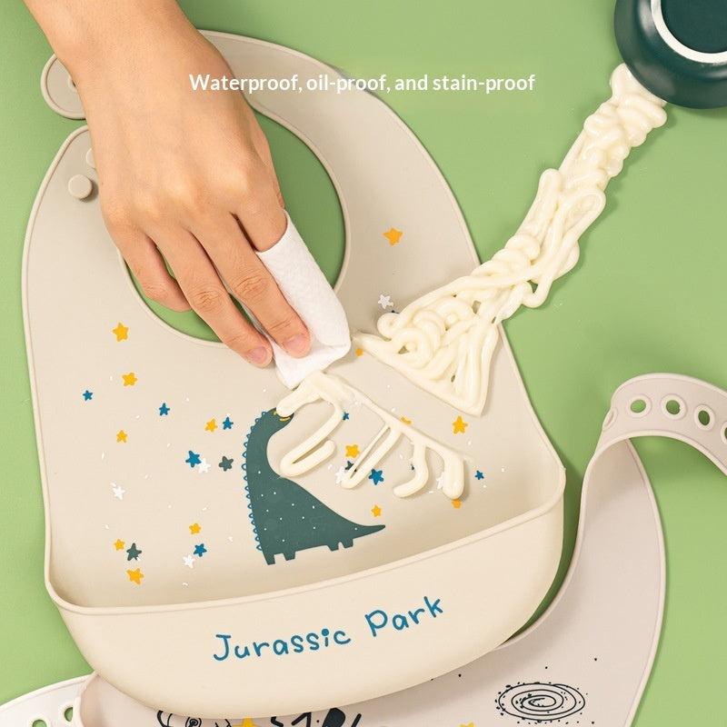Bavette bébé en silicone alimentaire, imperméable et antitache