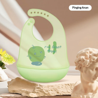 Bavette bébé en silicone alimentaire, imperméable et antitache
