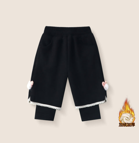 Ensemble de survêtement bébé en polaire d'hiver, doublure molletonnée, épaissie, style coréen, ensemble pantalon une pièce effet deux pièces
