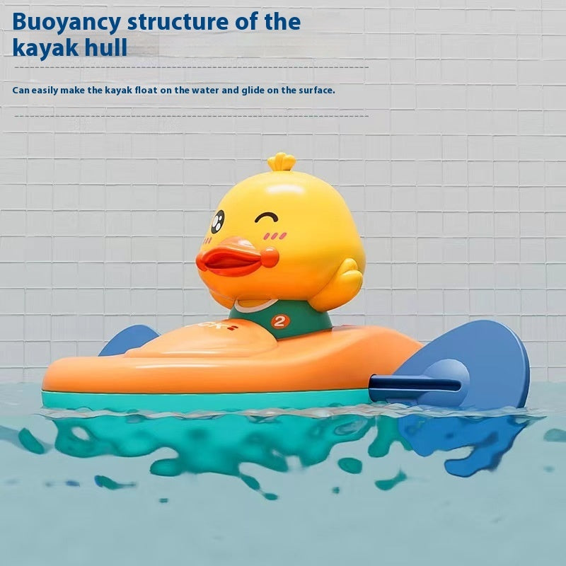 Baby Yellow Duck Playing In The Water Toy Kayaking