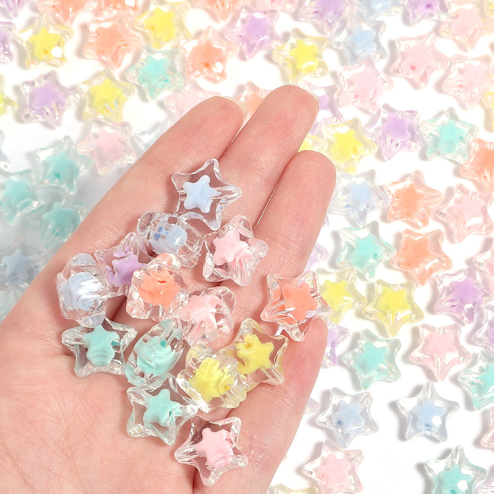 Acrylic Color Five-pointed Star Beaded Diy Ornament Accessories
