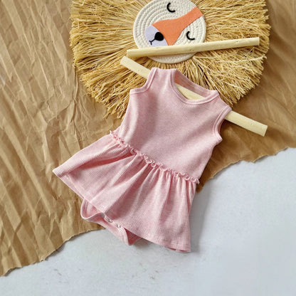 Baby Girl Sleeveless Vest Onesie Cute Sweet
