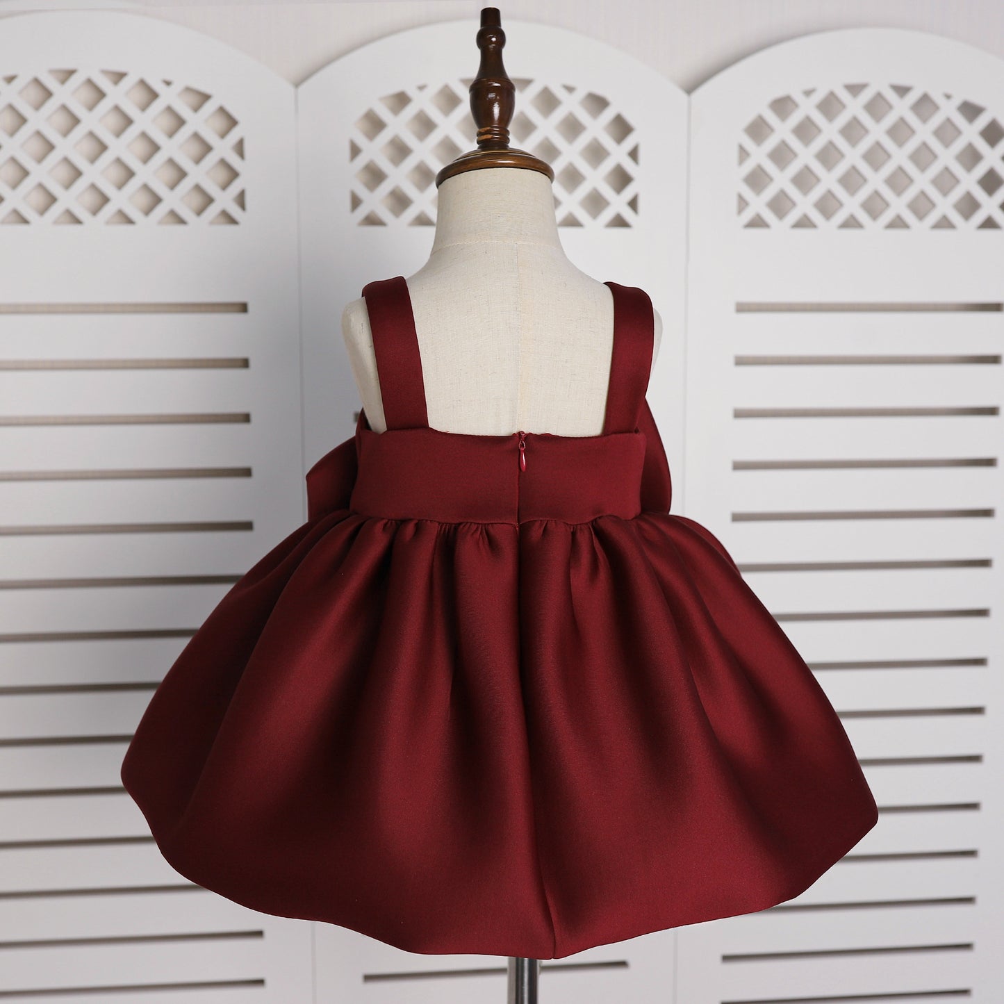 Girls' Oblique Shoulder Flower Mesh Bubble Skirt