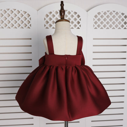 Girls' Oblique Shoulder Flower Mesh Bubble Skirt