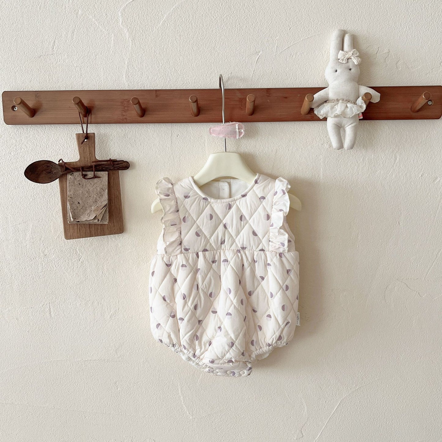 Winter Clothing Infant Girl Dotted Prints Vest Quilted Jumpsuit Romper