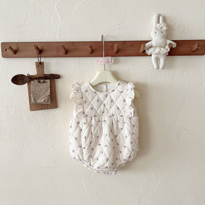 Winter Clothing Infant Girl Dotted Prints Vest Quilted Jumpsuit Romper