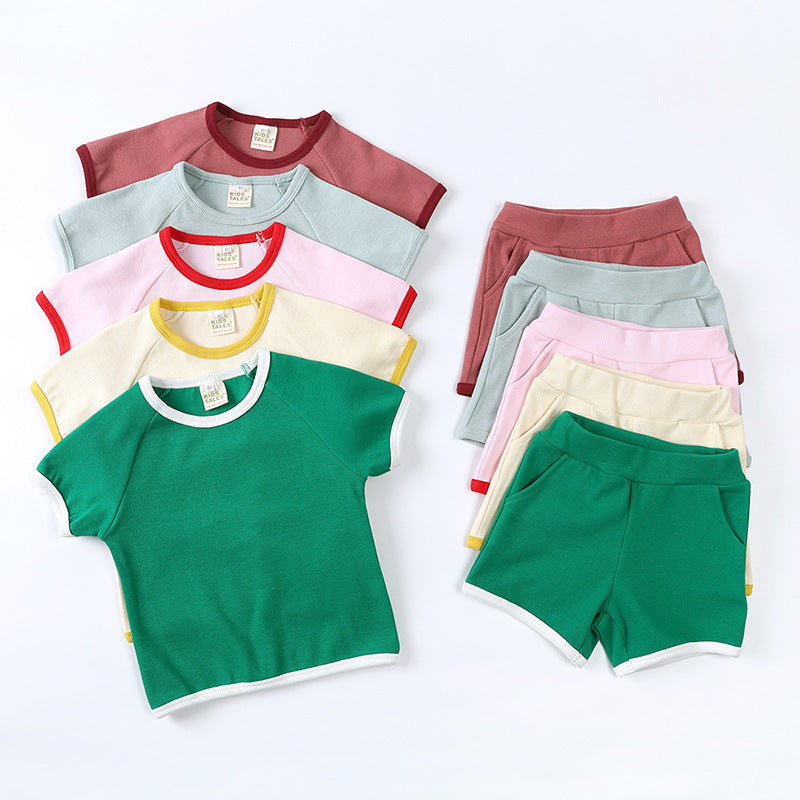 Summer Soft Short Sleeve Shorts Suit