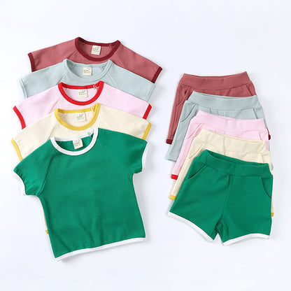 Summer Soft Short Sleeve Shorts Suit