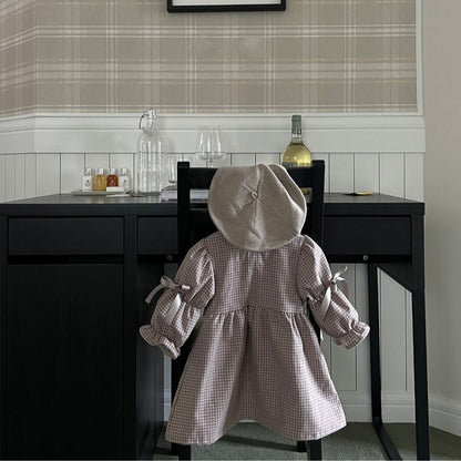 Girl's Plaid Bow Princess Dress
