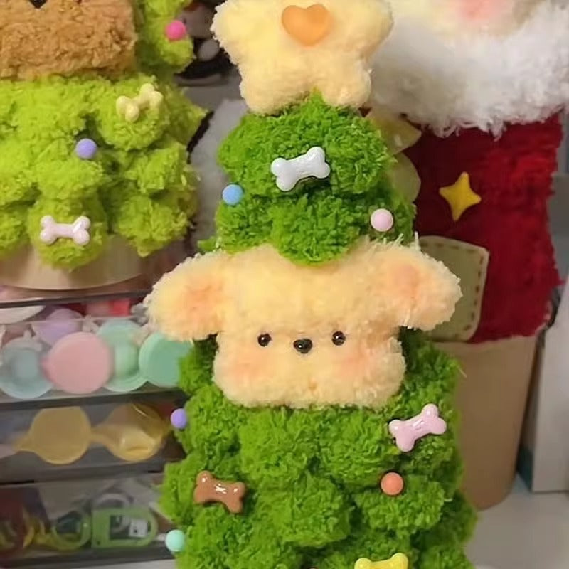 Árbol de Navidad de vellón coral, palo trenzado, regalo para cachorros, material para hacer tú mismo