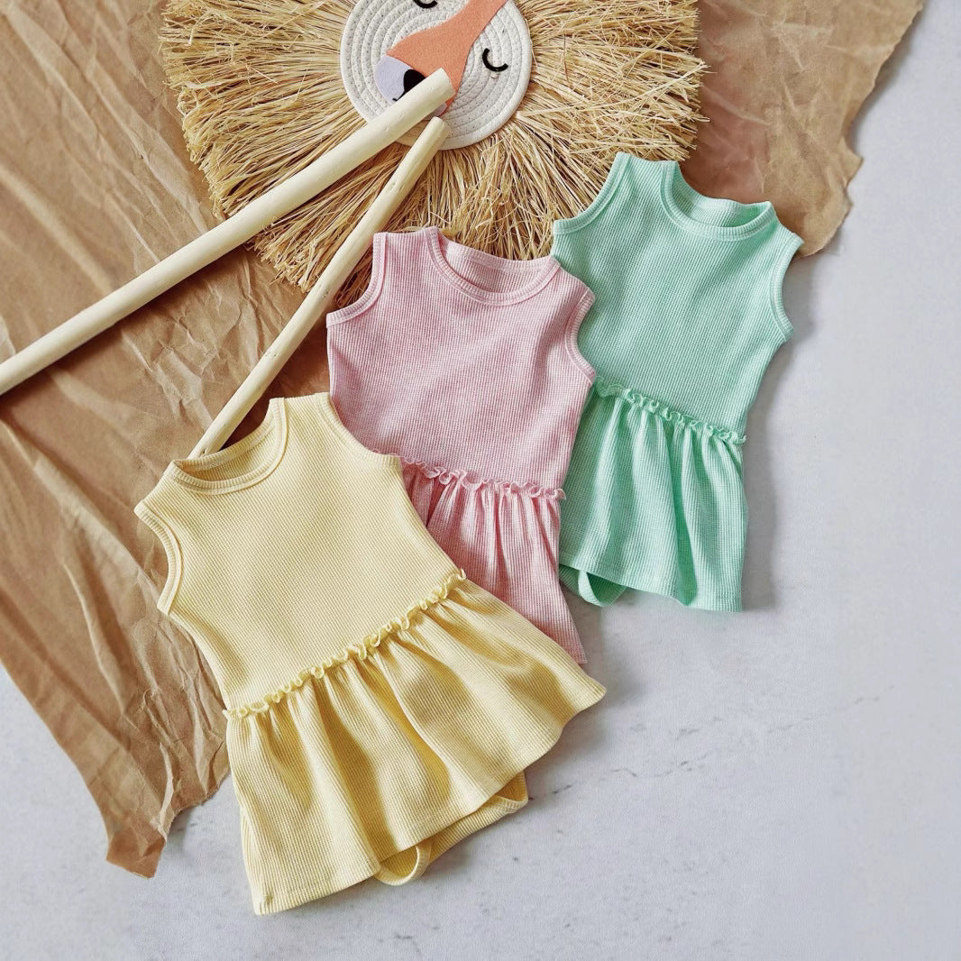 Baby Girl Sleeveless Vest Onesie Cute Sweet