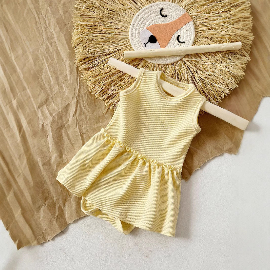 Baby Girl Sleeveless Vest Onesie Cute Sweet