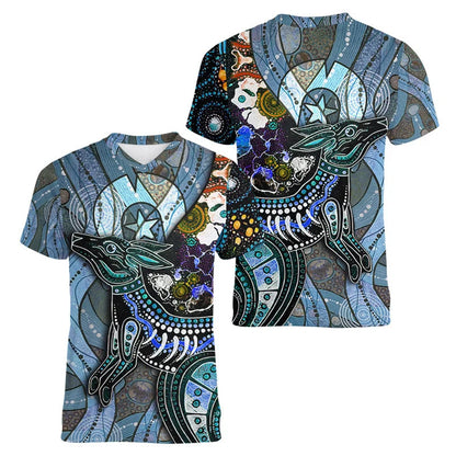Australian Kangaroo Pattern Children's T-shirt Printed Animal Pattern Sports V-neck Short-sleeved Football Shirt Summer