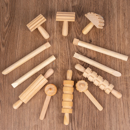Solid Wood Mini Rolling Pin Rolling Pin Roller Seal Toy Set