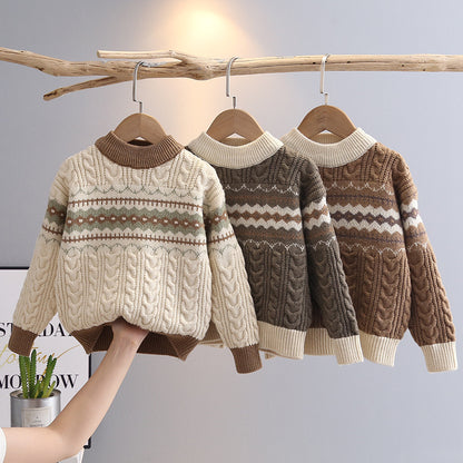 Camisa de punto a juego de colores cálidos para niños
