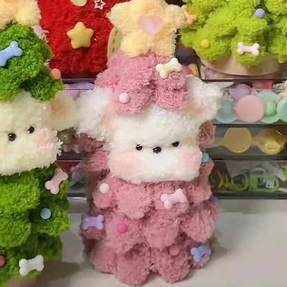 Árbol de Navidad de vellón coral, palo trenzado, regalo para cachorros, material para hacer tú mismo