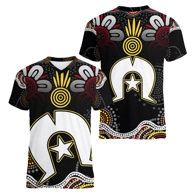 Australian Kangaroo Pattern Children's T-shirt Printed Animal Pattern Sports V-neck Short-sleeved Football Shirt Summer