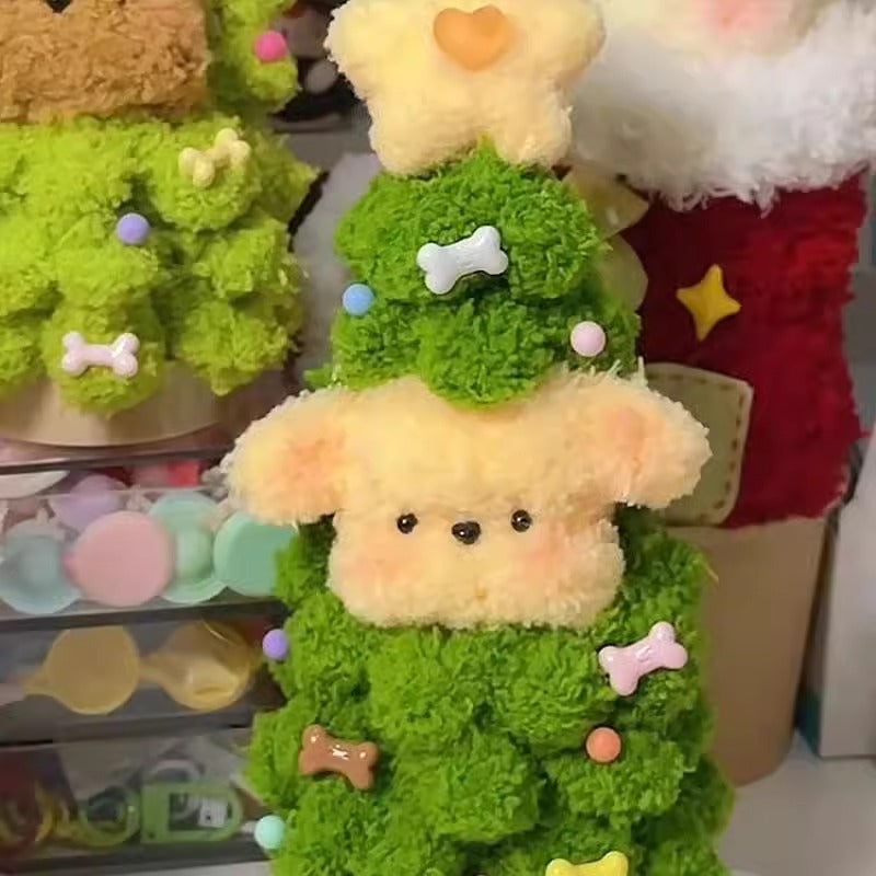 Árbol de Navidad de vellón coral, palo trenzado, regalo para cachorros, material para hacer tú mismo