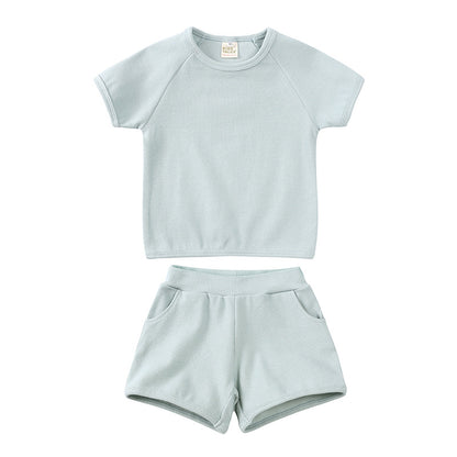 Summer Soft Short Sleeve Shorts Suit