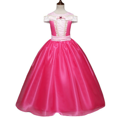 Princess Dress Inserted Beads Bright Silk Performance Dress