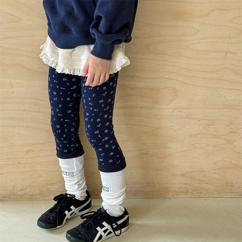 Baby's Foot Mouth Tight Edge Base Brushed Elastic Pants