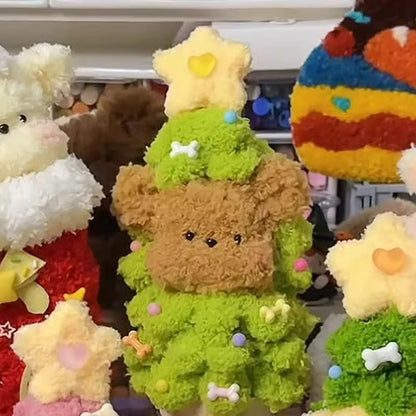 Árbol de Navidad de vellón coral, palo trenzado, regalo para cachorros, material para hacer tú mismo