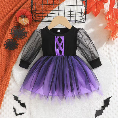 Halloween Cotton Multi-layer Mesh Dress Children's Clothing
