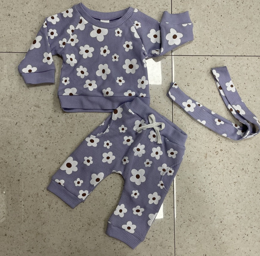 Personality New Waffle Print Sweater Suit